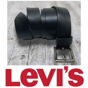 Vintage Y2K Levi's Men's Sz 42 Black Split Cowhide Leather Belt Silver Hardware